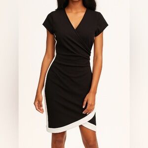 Madden Girl Black Midi Dress with White Contrast Trim